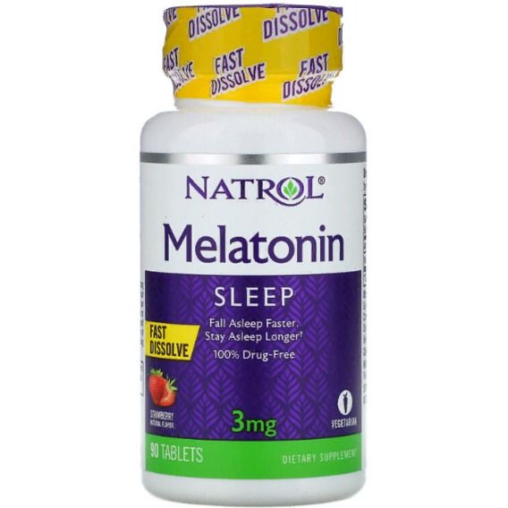 Мелатонін для сну Natrol Melatonin Fast Dissolve 3 mg 90 Tabs Strawberry Flavor NTL-06076