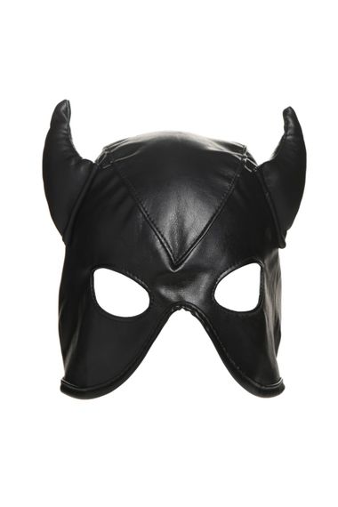 Маска з рогами Master Series: Dungeon Demon Bondage Mask with Horns, чорна | Зображення 1