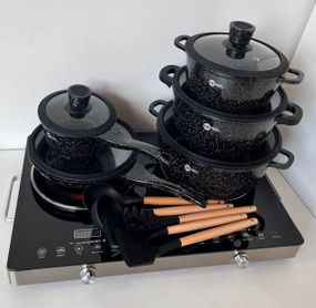 Набір посуду Higher Kitchen НК-316 із 17 предметів чорний