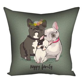 Подушка габардинова з принтом Happy family 30x30 (3P_DOG020)