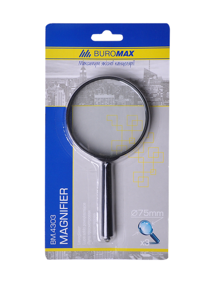 Лупа, 3-кратна, діаметр 75 мм, пластик, чорна Buromax BM.4303 (5979)