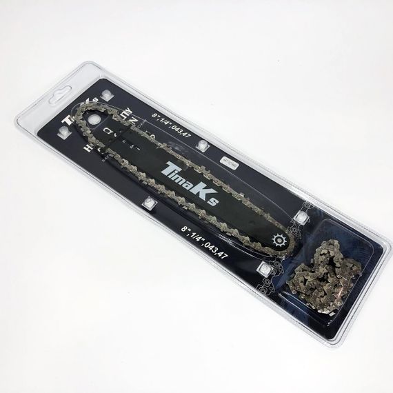 Комплект шина 20см + 2 цепи  KRAFFTEC 8  шаг 1/4 47 зубьев для аккумуляторной пилы | Зображення 4