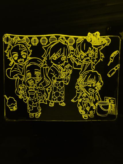 Акриловый светильник-ночник Клинок рассекающий демонов желтый tty-n000887