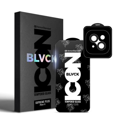 Стекло защитное Armorstandart Supreme Plus Black Icon Apple iPhone 15 (ARM71137)