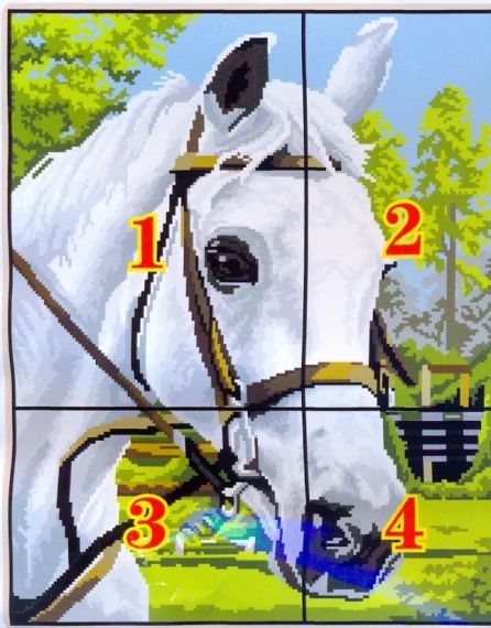 Набор для вышивания по нанесённой на канву схеме  "White horse 1". AIDA 14CT printed 37*46 см | Зображення 2