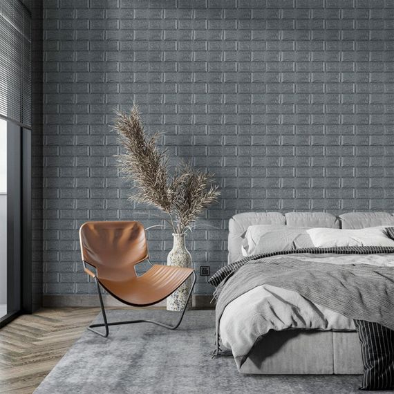 3D панель самоклеющаяся кирпич Серебро 700х770х5мм (017-5) SW-00000038 | Зображення 4