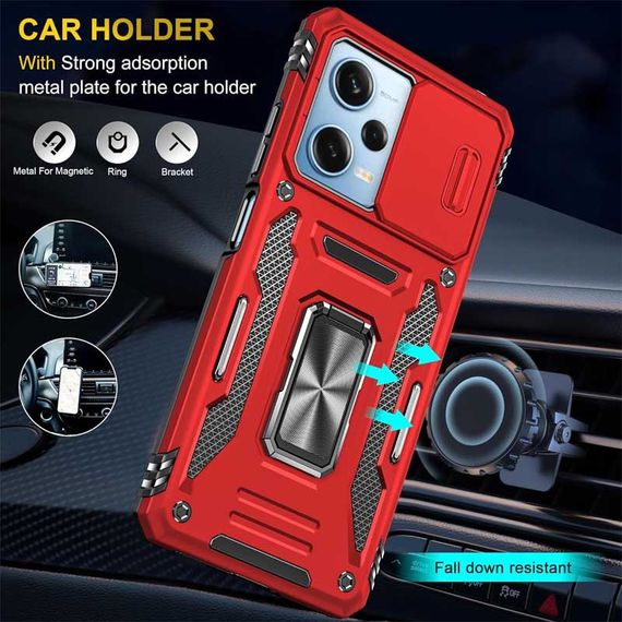 Ударостійкий чохол Camshield Army Ring для Xiaomi Redmi 12 / Poco M6 Pro 5G Червоний / Red | Зображення 3