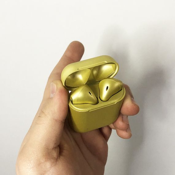 Бездротові навушники блютуз гарнітура inPods 12 simple TWS bluetooth V5.0 сенсорні. Колір: жовтий металік | Зображення 8