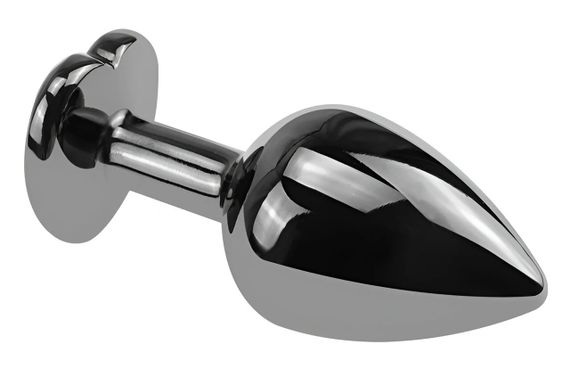 Анальна пробка EGZO Dark Silver Heart Plug Aqua S, металева, з кристалом Sex Aura | Зображення 2