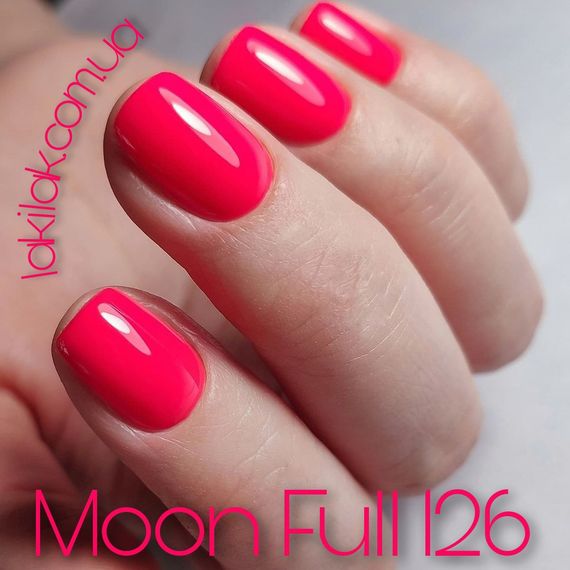 Гель-лак Moon Full №126 яскравий вогняно-рожевий 8мл