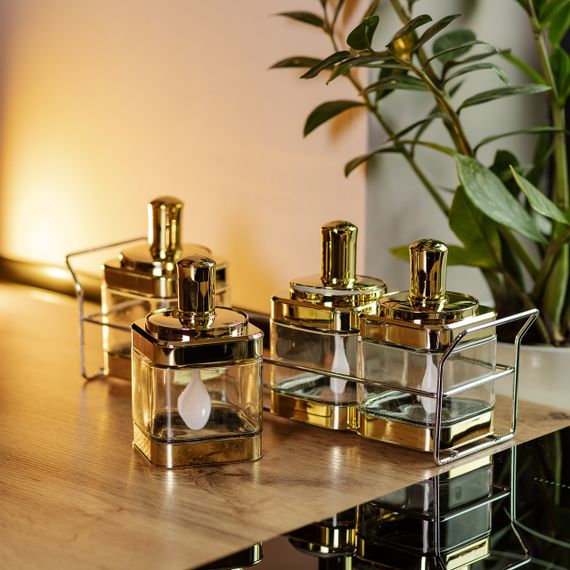 Набір банок для сипучих продуктів 4 штуки 350 мл скляні на металевій підставці HP-1336 | Зображення 5