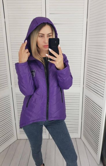 Жіноча демісезонна куртка з емблемою, арт.210/7, фіолет | Зображення 3