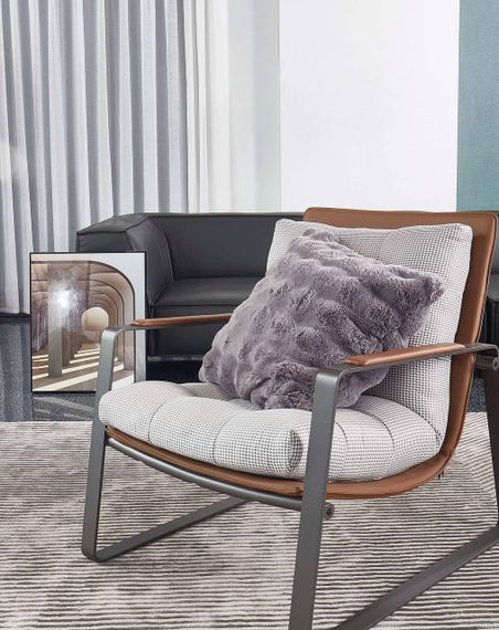 Накидка-покрывало меховая на табурет Love You 70х70 см серая (8602)