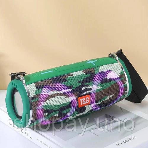 Портативная колонка TG642 с RGB подсветкой и ремешком, колонка для вечеринки. Цвет: камуфляж | Зображення 9