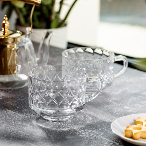 Набор чашек 2 шт из стекла 450 мл чашки для чая и кофе прозрачные | Зображення 2