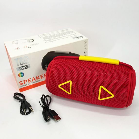 Bluetooth-колонка TG657 с RGB подсветкой 1500 mAh, Беспроводная колонка портативная мощная. Цвет: красный | Зображення 9