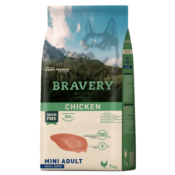 Корм Bravery Chicken Adult Mini сухой с курицей для взрослых собак малых пород 7 кг