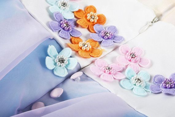 Сукня Єдинорога для дівчинки 4–5 років 110см, святкова блакитна з квітками та обʼємною спідницею для Дня народження, фотосесій | Зображення 3