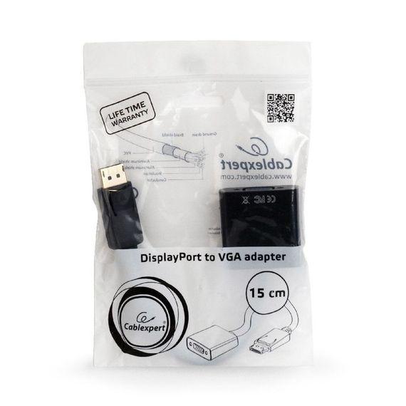 Адаптер-перехідник DisplayPort на VGA Cablexpert A-DPM-VGAF-02 | Зображення 1