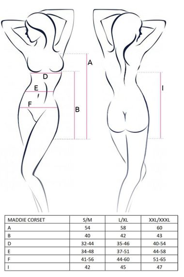 Корсет-сорочка с пажами Passion MADDIE CORSET XXL/XXXL, black, трусики sexstyle | Зображення 1