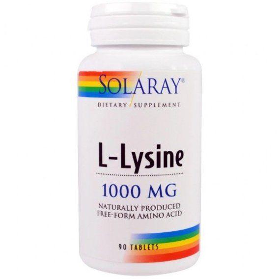 Амінокислота Лізін Solaray L-Lysine 1000 mg 90 Tabs SOR-04860