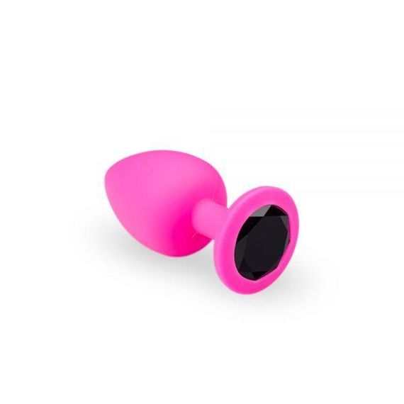 Анальна пробка з кристалом, Pink Silicone Black Diamond, M Sex Aura