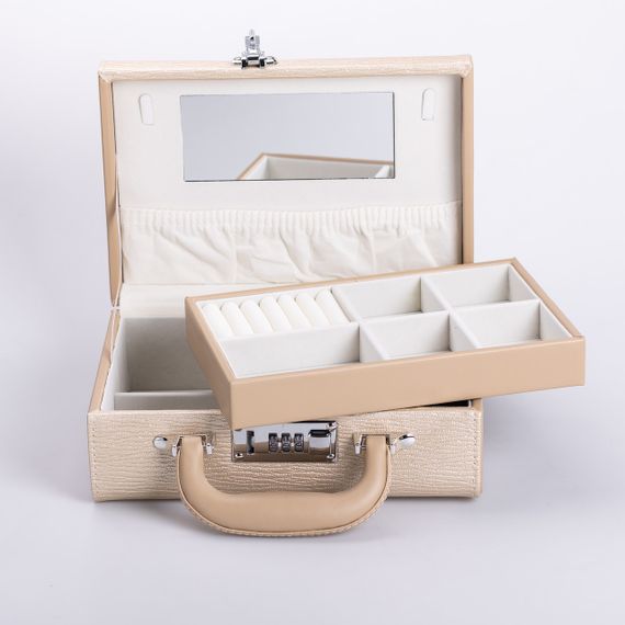 Шкатулка для украшений из эко кожи 2 яруса с кодовым замком органайзер для ювелирных изделий | Зображення 2