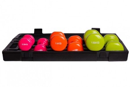 Набір гантелей в кейсі 6 кг. PowerPlay 4103 Fitness Dumbells (2шт.*0,5кг. 2шт.*1кг. 2шт.*1,5кг.) | Зображення 1
