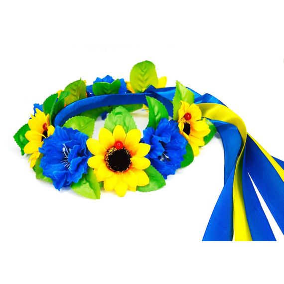 Обідок-вінок український "Квіти" 0205-759 з об'ємними квітами | Зображення 3