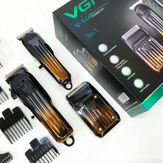 Комплект VGR 3 в 1 V-644 акумуляторна машинка для стрижки, триммер та електробритва шейвер | Зображення 6