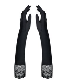 Високі рукавички з каменями та мереживом Obsessive Miamor gloves, black