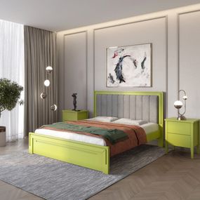 Двоспальне дерев&#039;яне ліжко Mebigrand Торонто Т1 Лайм/Аляска 93 (сірий) 160х200 см (MBG-7377)