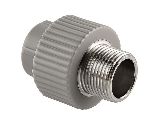 Муфта комбінована з зовнішньою різьбою PPR Ø25x1/2" сірий колір ASCO® 40/160шт