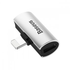 Перехідник AUX Baseus L46 Lightning to Lightning + Lightning, Сріблястий