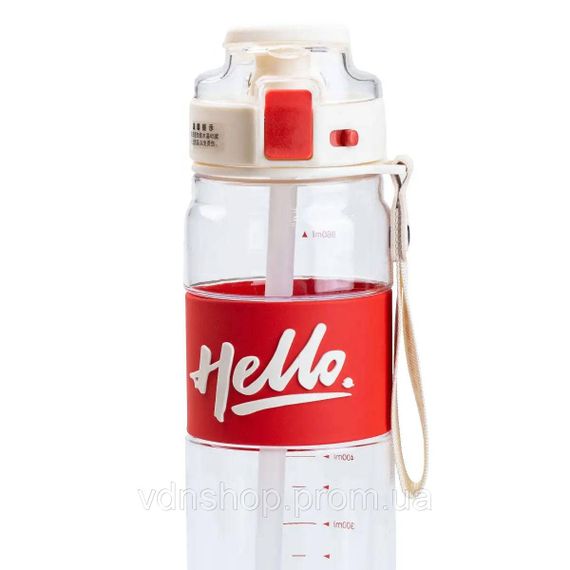 Пляшка для води 860 мл тритан з ремінцем і ручкою Червона HP17303R | Зображення 3