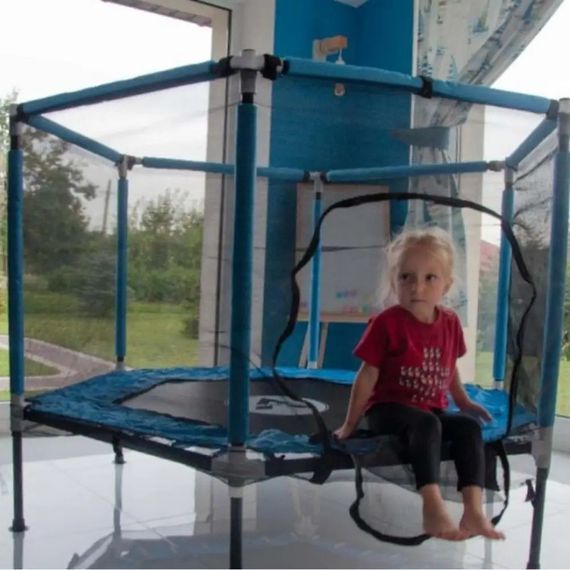 Батут дитячий Atleto 160 см із захисною сіткою для дому та дачі синій 21000156 | Зображення 3