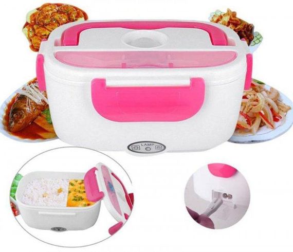 Электрический ланч-бокс контейнер Electronic Lunchbox YS 001 40 W с подогревом термос для еды розовый | Зображення 1