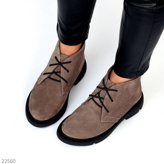 Модні практичні низькі черевики натуральна замша колір Капучіно | Зображення 8