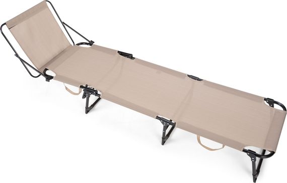Шезлонг лежак садовий Outtec Lumia Textline розкладний з дашком бежевий | Зображення 8
