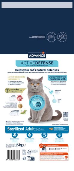 Сухий корм з індичкою для стерилізованих котів Advance Cat Sterilized Turkey, 15 кг | Зображення 1