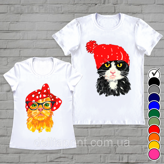 Футболки новорічні Фемелі Лук "Змінні коти" Family Look для всієї родини | Зображення 1