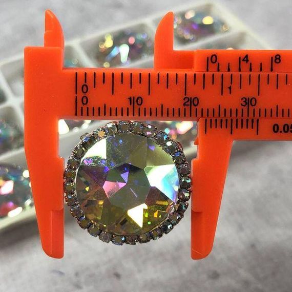 Стрази скляні круглі 22 мм, пришивні Crystal із покриттям АВ | Зображення 4