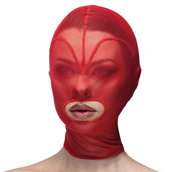 Маска серце сітка з відкритим ротом Feral Feelings - Hearts Mask Red/Red Sex Aura