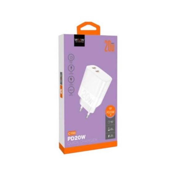 Зарядное устройство для WUW-C193 PD20W+PD20W Charger USB C + USB C white