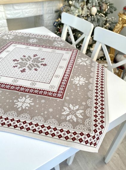 Скатертина гобеленова NORDICA TORTORA Limaso, 93x93, Квадратна, Новорічний, Без люрексу, 38% бавовна, 37% поліестер, 25% акрил, Гобелен | Зображення 2