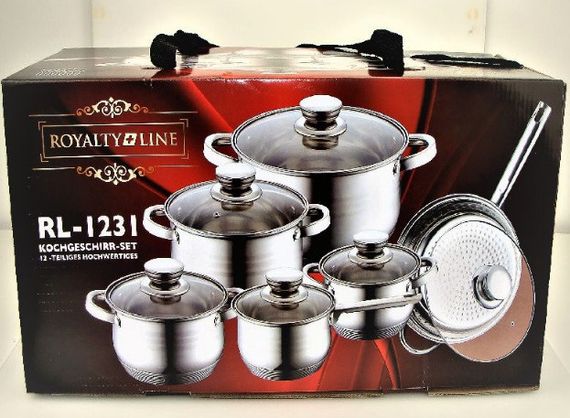 Набор кастрюль с крышками и сковородой Royalty Line RL-1231 набор кухонный 12 предметов посуда для кухни | Зображення 2