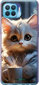 Чохол на Oppo Reno 4 Lite Білий кіт "5646t-2099-2448"