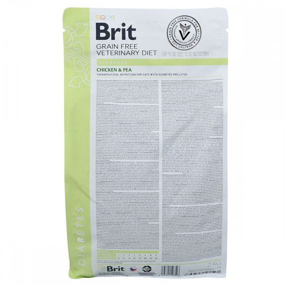 Корм сухий Brit Grain Free VetDiet Cat Diabetes для котів з цукровим діабетом беззерновий з куркою та горохом 2 кг | Зображення 4