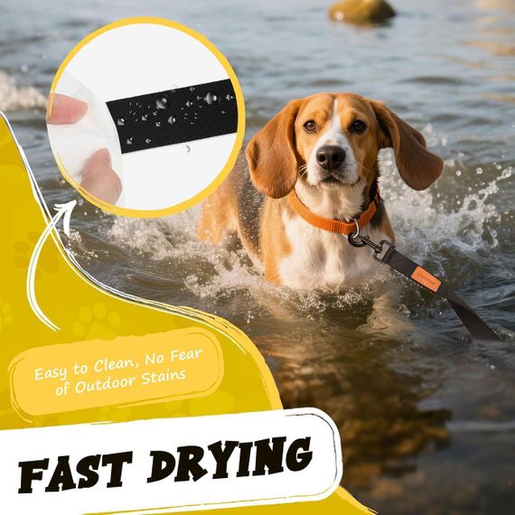 Довгий повідець для собак 20 м нейлоновий, міцна шлейка з металевим карабіном для дресирування та прогулянок, чорний | Зображення 5