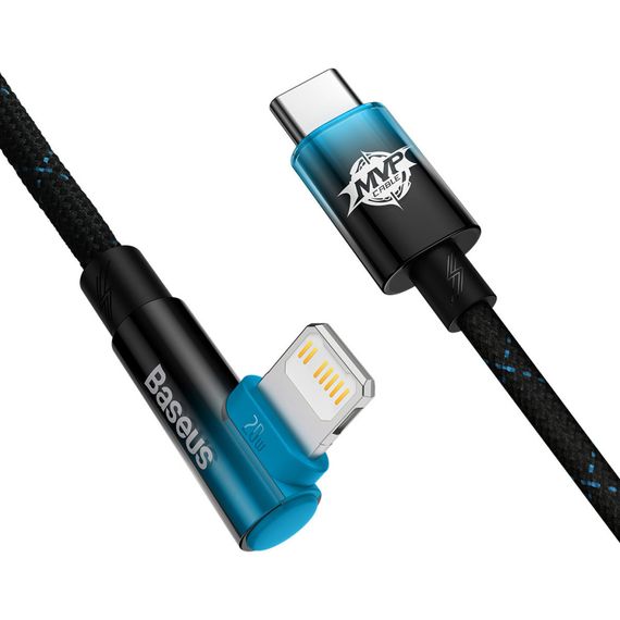 Дата кабель USB-C to Lightning 1.0m 20W 90° corner black/blue Baseus (CAVP000221) | Зображення 1